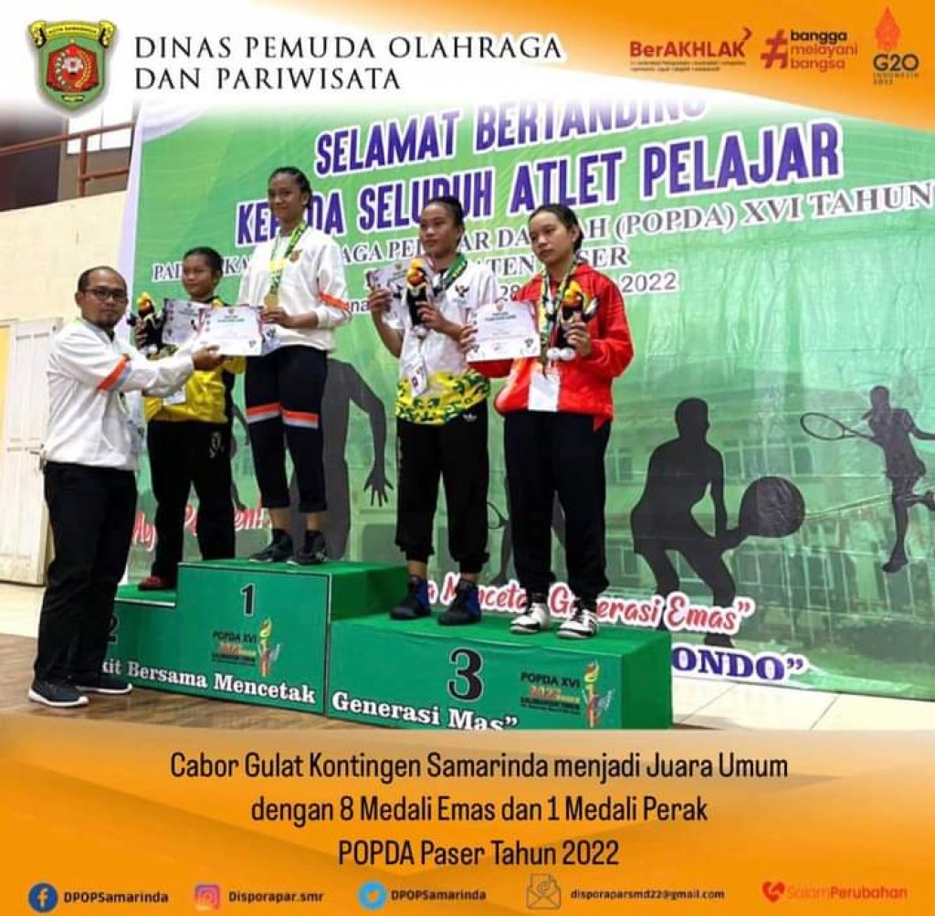 Atlet Cabang Olahraga Gulat Kontigen Samarinda Berhasil Meraih Juara Umum Dengan Menyebet 8 Medali Emas Dan 1 Medali Perak Pada POPDA Paser Tahun 2022